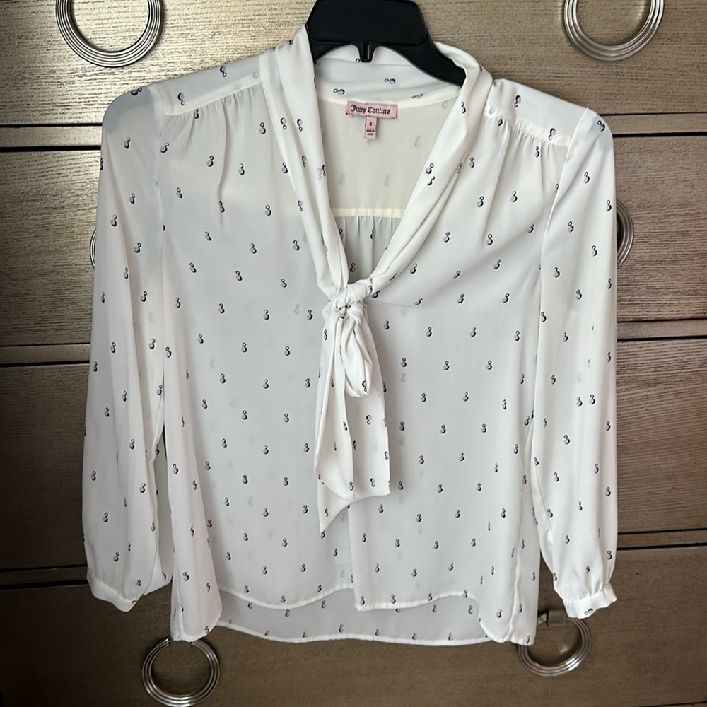 Juicy Couture Long Sleeve Neck Tie Blouse - Picture 2 of 7